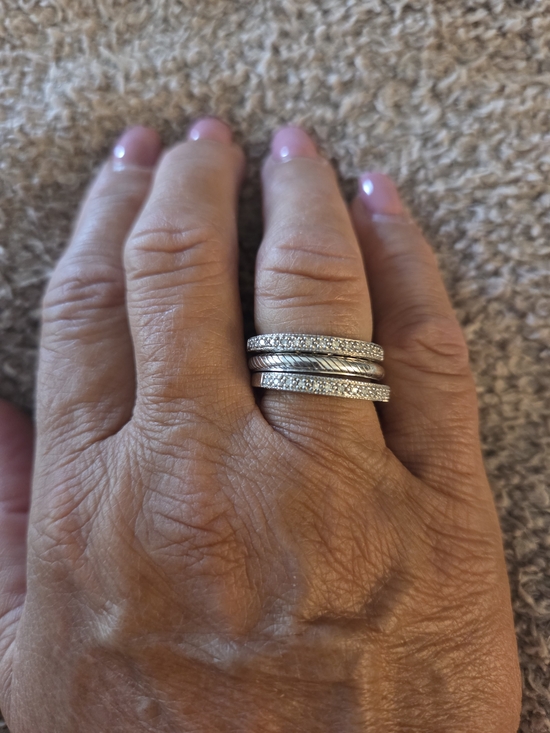 Jewelry - Authentic Judith Ripka 925 Sterling Silver CZ & Cable Stacking Bands (set of 3)